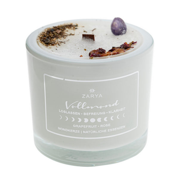 Transformationskerze Vollmond I Rose & Amethyst - Ritualmanufaktur.de