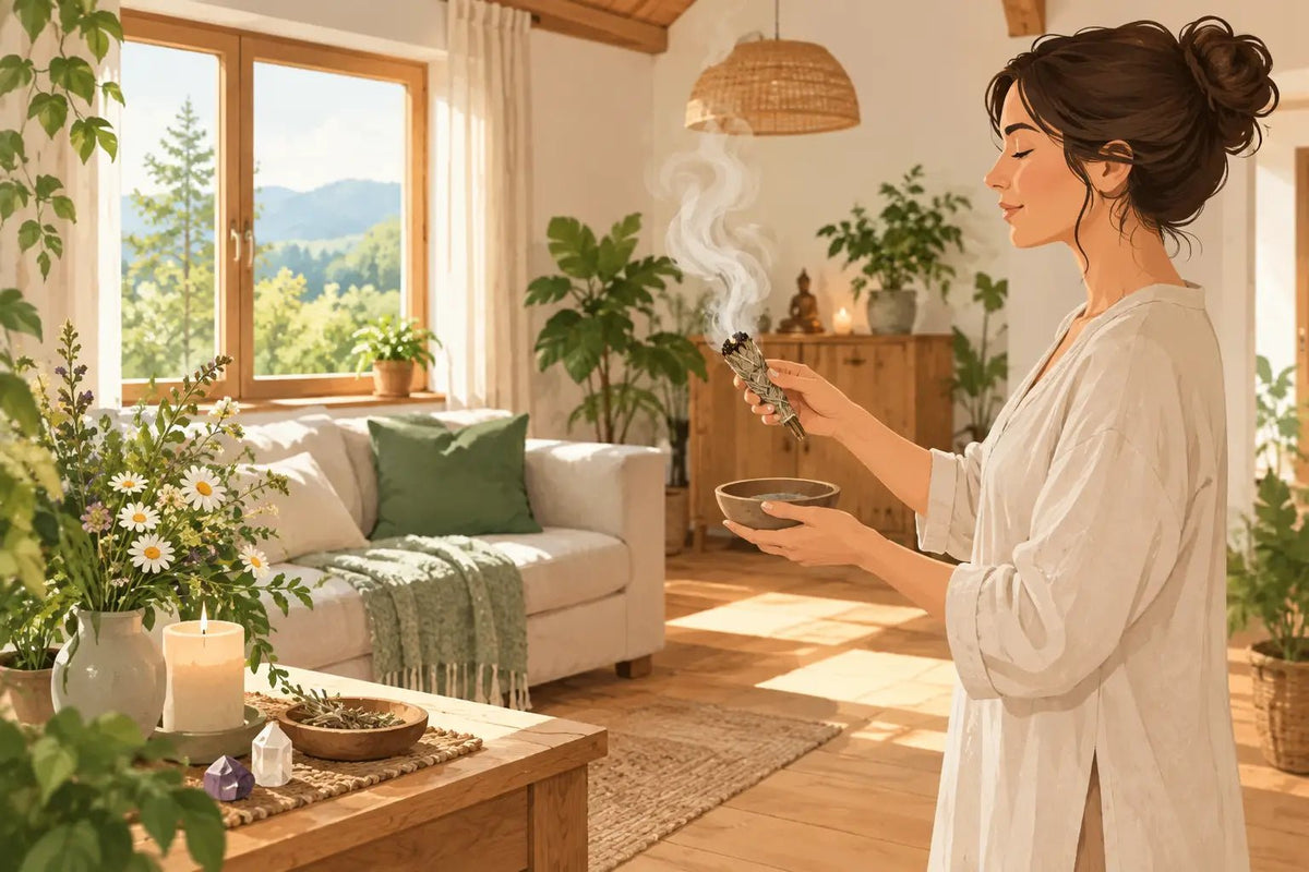 Dame räuchert ihr Zuhause 