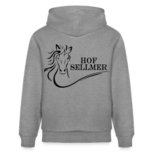 Hof Sellmer Unisex Bio-Hoodie CRUISER  dunkel / Schrift weiß - Hellgrau marmoriert