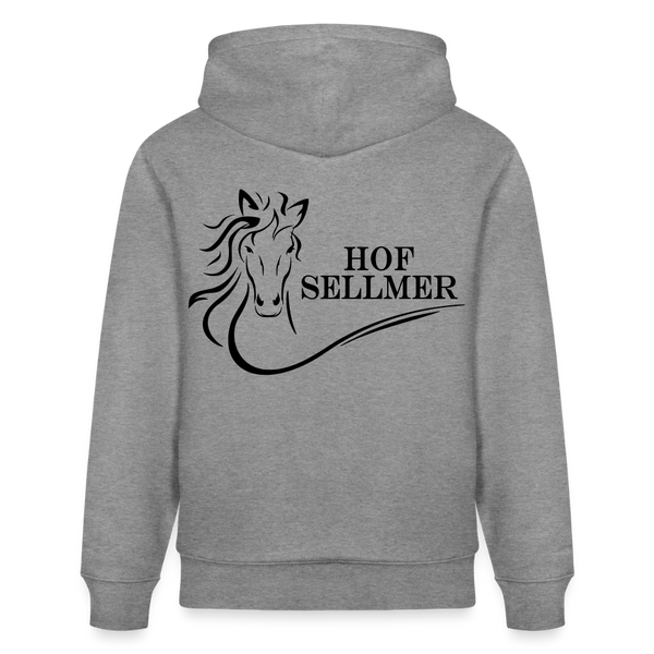 Hof Sellmer Unisex Bio-Hoodie CRUISER  dunkel / Schrift weiß - Hellgrau marmoriert