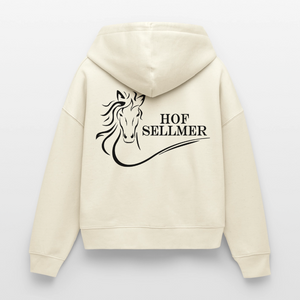 Hof Sellmer Stanley/Stella Boxy Frauen Bio Zip Hoodie helle Farben / schwarze Schrift - Weißgrau