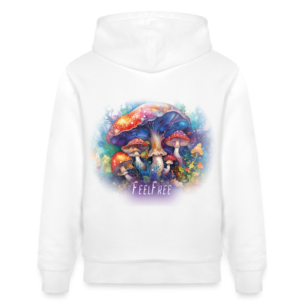Feel Free – Premium Hoodie Pilzmagie - Weiß