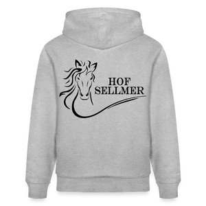 Hof Sellmer Unisex Bio-Hoodie CRUISER  dunkel / Schrift weiß - Grau meliert