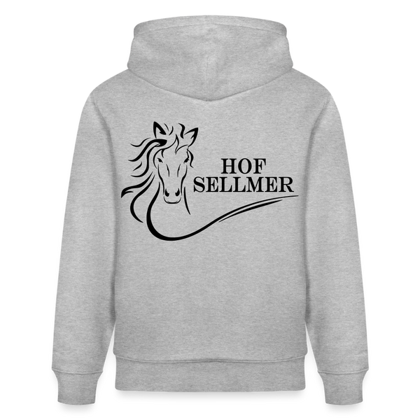 Hof Sellmer Unisex Bio-Hoodie CRUISER  dunkel / Schrift weiß - Grau meliert