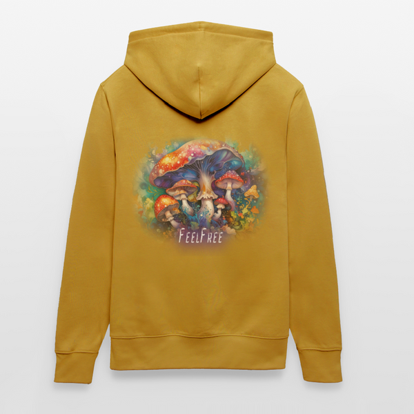 Feel Free – Premium Hoodie Pilzmagie - Ocker