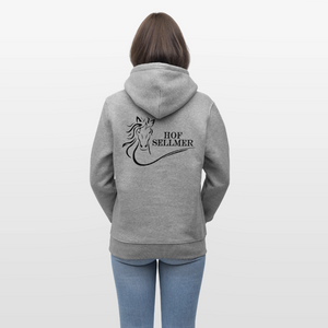 Hof Sellmer Unisex Bio-Hoodie CRUISER  dunkel / Schrift weiß - Hellgrau marmoriert