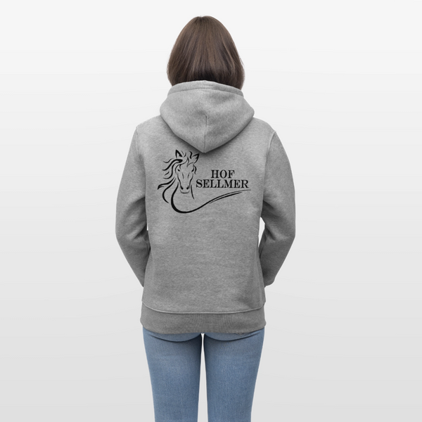 Hof Sellmer Unisex Bio-Hoodie CRUISER  dunkel / Schrift weiß - Hellgrau marmoriert