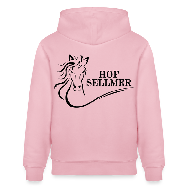 Hof Sellmer Unisex Bio-Hoodie CRUISER  dunkel / Schrift weiß - Hellrosa