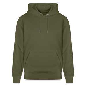 Stanley/Stella Unisex Bio-Hoodie dunkle Farben / Schrift weiss - Khaki Grün
