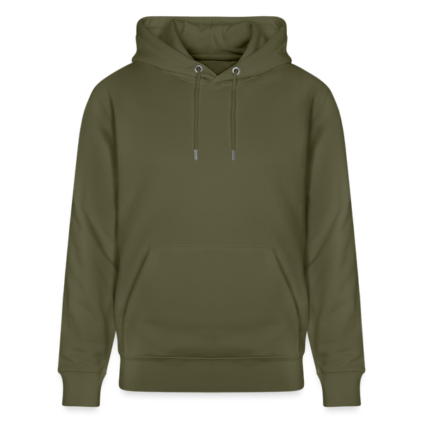 Stanley/Stella Unisex Bio-Hoodie dunkle Farben / Schrift weiss - Khaki Grün