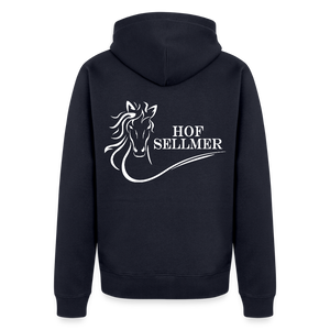 Hof Sellmer Männer Premium Kapuzenjacke dunkle Farben / weiße Schrift - Navy