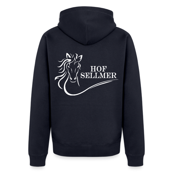 Hof Sellmer Männer Premium Kapuzenjacke dunkle Farben / weiße Schrift - Navy