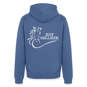 Hof Sellmer Männer Premium Kapuzenjacke dunkle Farben / weiße Schrift - Taubenblau