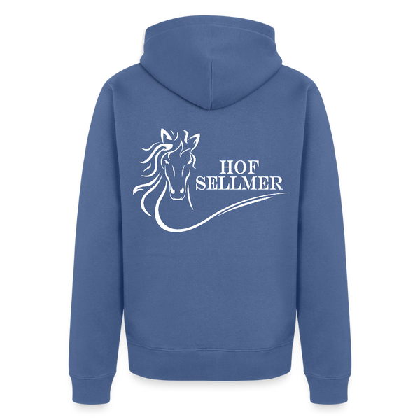 Hof Sellmer Männer Premium Kapuzenjacke dunkle Farben / weiße Schrift - Taubenblau