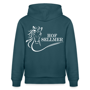 Stanley/Stella Unisex Bio-Hoodie dunkle Farben / Schrift weiss - Dunkles Petrol