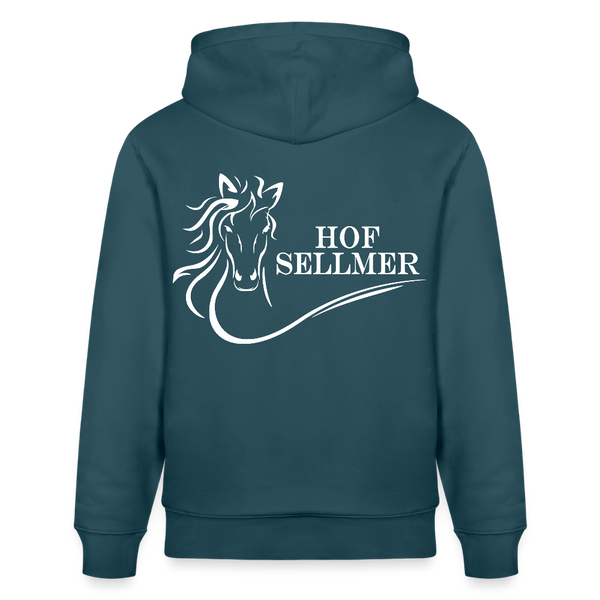 Stanley/Stella Unisex Bio-Hoodie dunkle Farben / Schrift weiss - Dunkles Petrol