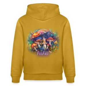 Feel Free – Premium Hoodie Pilzmagie - Ocker