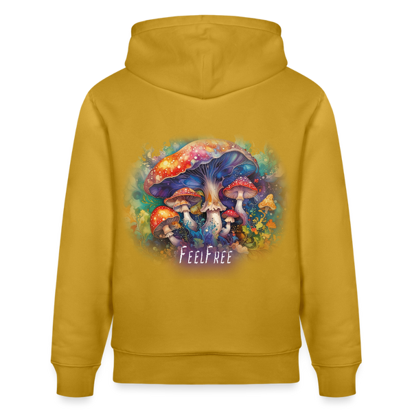Feel Free – Premium Hoodie Pilzmagie - Ocker