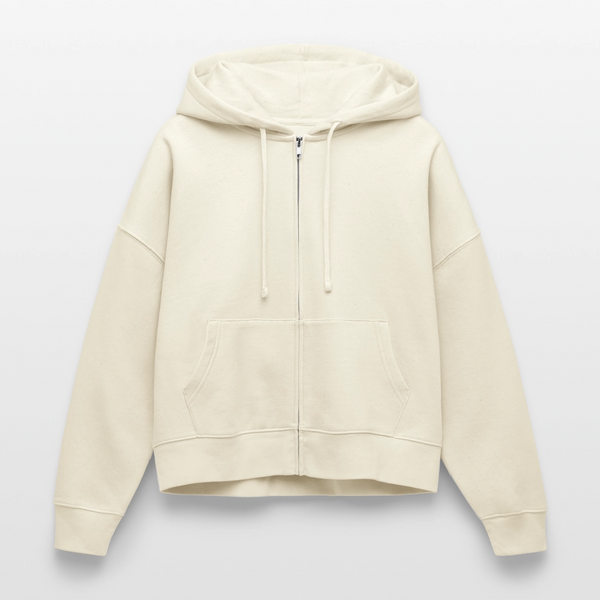 Hof Sellmer Stanley/Stella Boxy Frauen Bio Zip Hoodie helle Farben / schwarze Schrift - Weißgrau