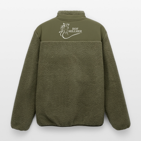 Hof Sellmer Sherpajacke grün / weiße Schrift - Khaki
