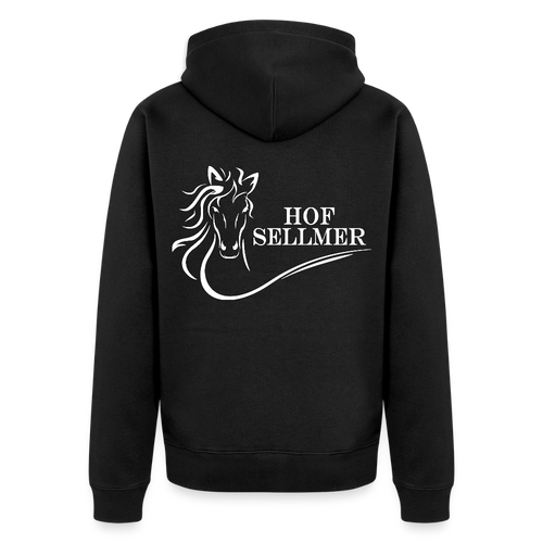 Hof Sellmer Männer Premium Kapuzenjacke dunkle Farben / weiße Schrift - Schwarz