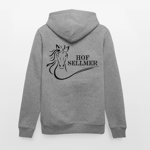 Hof Sellmer Unisex Bio-Hoodie CRUISER  dunkel / Schrift weiß - Hellgrau marmoriert
