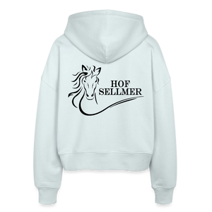 Hof Sellmer Stanley/Stella Boxy Frauen Bio Zip Hoodie helle Farben / schwarze Schrift - Eisblau