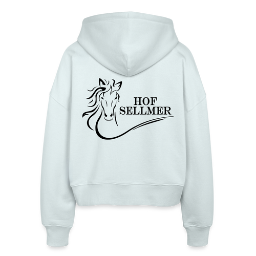 Hof Sellmer Stanley/Stella Boxy Frauen Bio Zip Hoodie helle Farben / schwarze Schrift - Eisblau