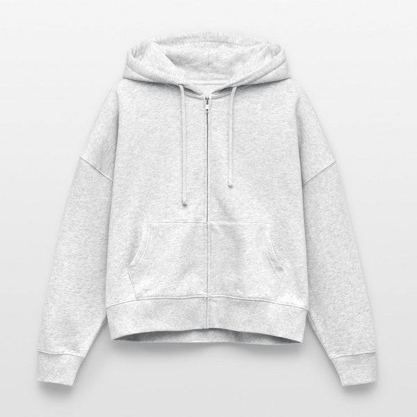 Hof Sellmer Stanley/Stella Boxy Frauen Bio Zip Hoodie helle Farben / schwarze Schrift - Weiß meliert