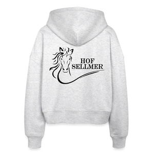 Hof Sellmer Stanley/Stella Boxy Frauen Bio Zip Hoodie helle Farben / schwarze Schrift - Weiß meliert