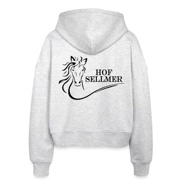 Hof Sellmer Stanley/Stella Boxy Frauen Bio Zip Hoodie helle Farben / schwarze Schrift - Weiß meliert