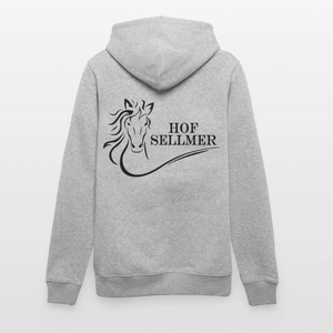 Hof Sellmer Unisex Bio-Hoodie CRUISER  dunkel / Schrift weiß - Grau meliert