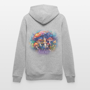 Feel Free – Premium Hoodie Pilzmagie - Grau meliert