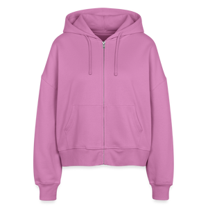 Hof Sellmer Stanley/Stella Boxy Frauen Bio Zip Hoodie helle Farben / schwarze Schrift - Pink