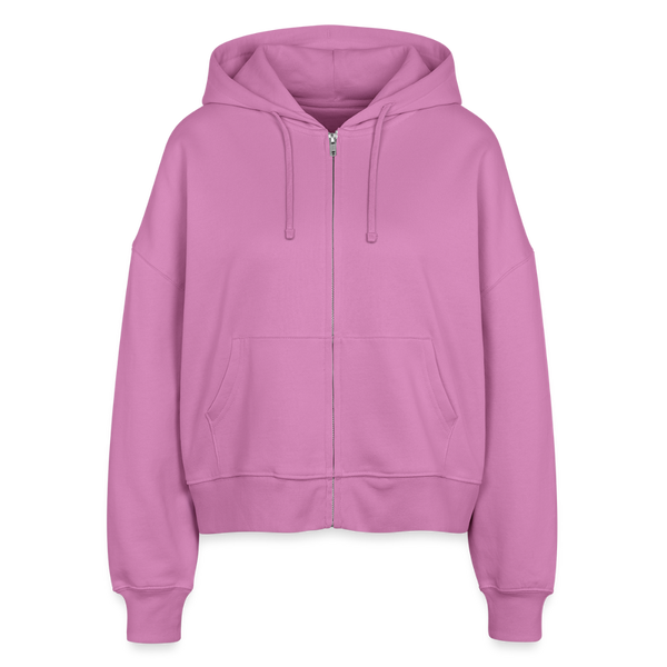 Hof Sellmer Stanley/Stella Boxy Frauen Bio Zip Hoodie helle Farben / schwarze Schrift - Pink