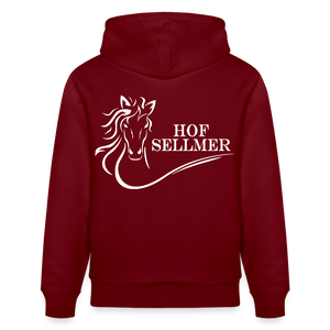 Stanley/Stella Unisex Bio-Hoodie dunkle Farben / Schrift weiss - Burgunderrot