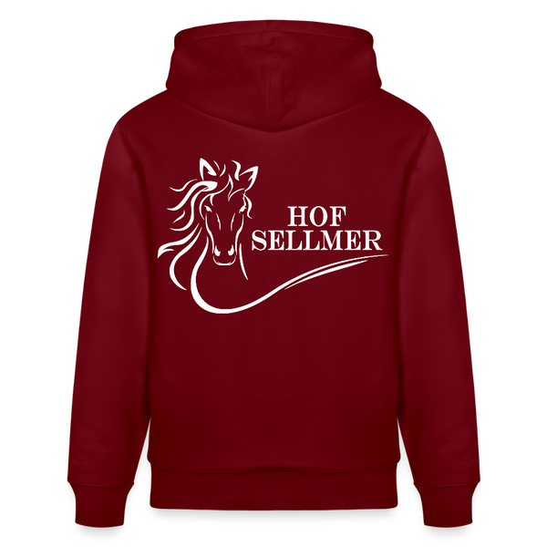 Stanley/Stella Unisex Bio-Hoodie dunkle Farben / Schrift weiss - Burgunderrot