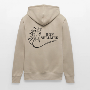 Hof Sellmer Unisex Bio-Hoodie CRUISER  dunkel / Schrift weiß - Beige