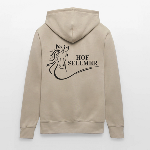 Hof Sellmer Unisex Bio-Hoodie CRUISER  dunkel / Schrift weiß - Beige