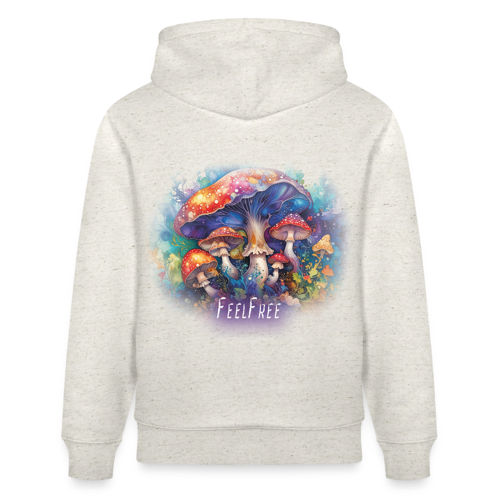 Feel Free – Premium Hoodie Pilzmagie - Beige meliert