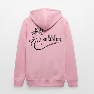 Hof Sellmer Unisex Bio-Hoodie CRUISER  dunkel / Schrift weiß - Hellrosa