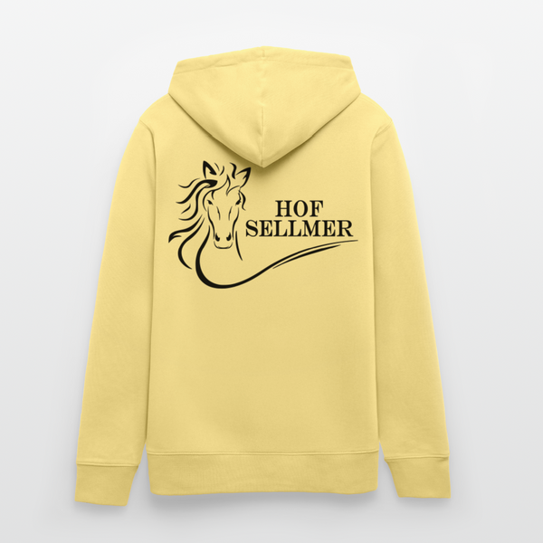 Hof Sellmer Unisex Bio-Hoodie CRUISER  dunkel / Schrift weiß - Gelb Viva 