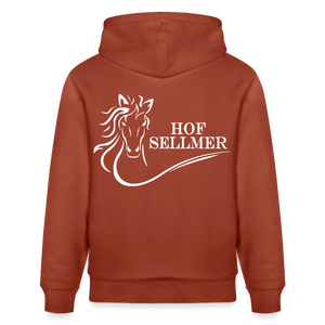 Stanley/Stella Unisex Bio-Hoodie dunkle Farben / Schrift weiss - Terrakotta