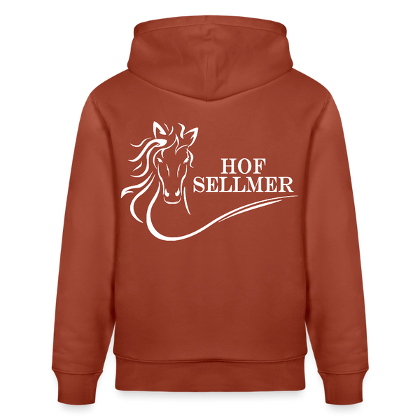 Stanley/Stella Unisex Bio-Hoodie dunkle Farben / Schrift weiss - Terrakotta