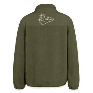 Hof Sellmer Sherpajacke grün / weiße Schrift - Khaki