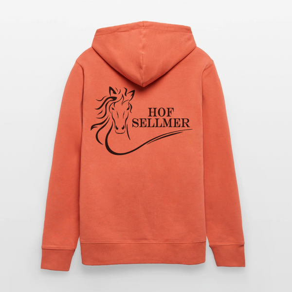 Hof Sellmer Unisex Bio-Hoodie CRUISER  dunkel / Schrift weiß - Hellrot