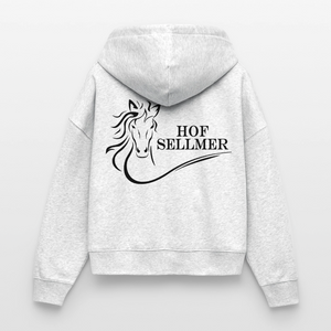 Hof Sellmer Stanley/Stella Boxy Frauen Bio Zip Hoodie helle Farben / schwarze Schrift - Weiß meliert