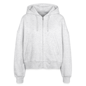 Hof Sellmer Stanley/Stella Boxy Frauen Bio Zip Hoodie helle Farben / schwarze Schrift - Weiß meliert
