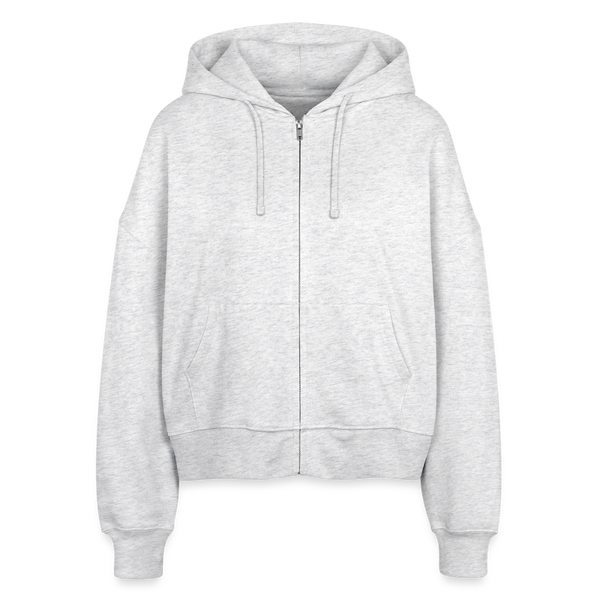 Hof Sellmer Stanley/Stella Boxy Frauen Bio Zip Hoodie helle Farben / schwarze Schrift - Weiß meliert