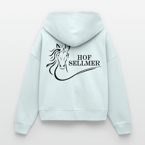 Hof Sellmer Stanley/Stella Boxy Frauen Bio Zip Hoodie helle Farben / schwarze Schrift - Eisblau